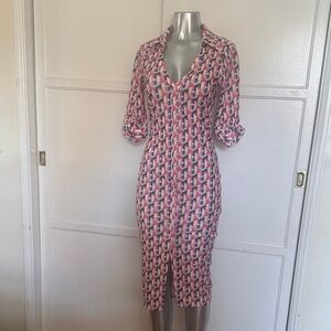 Geometric Pink, Blue orange Dress S